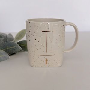 Anthropologie Initial Monogram Gold Metallic Splatter Mug